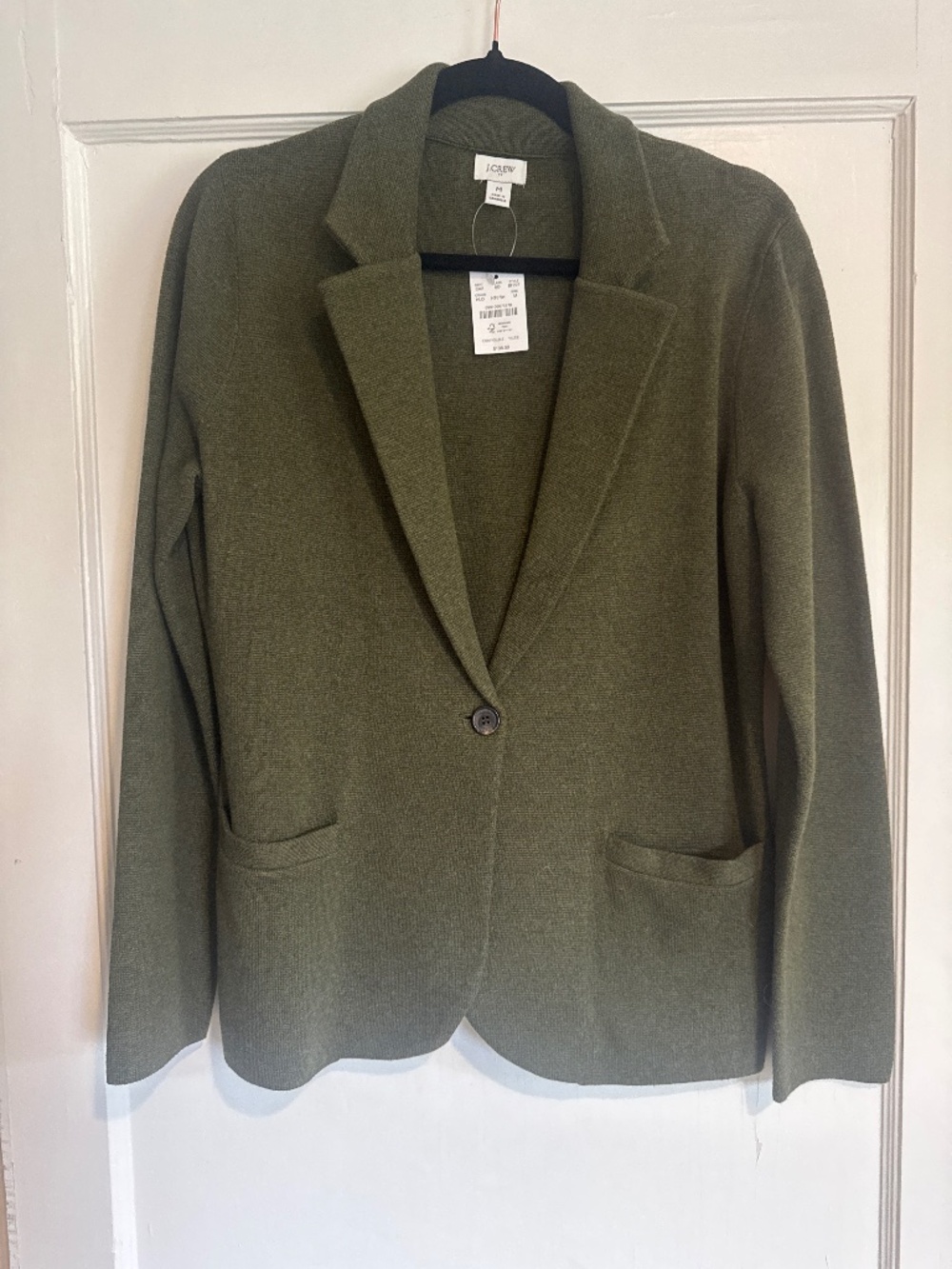 NWT J.Crew Olive Green Sweater Blazer Knit Jacket Medium